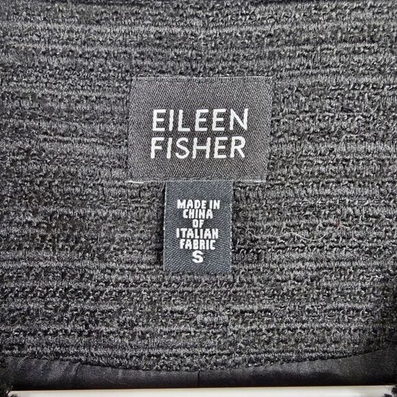 Eileen Fisher Open Front Tweed Jacket in Black - Size S - Picture 2 of 12
